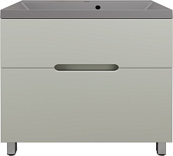 Style Line Тумба с кварцевой раковиной серый шелк Матис 80 олива – фотография-1